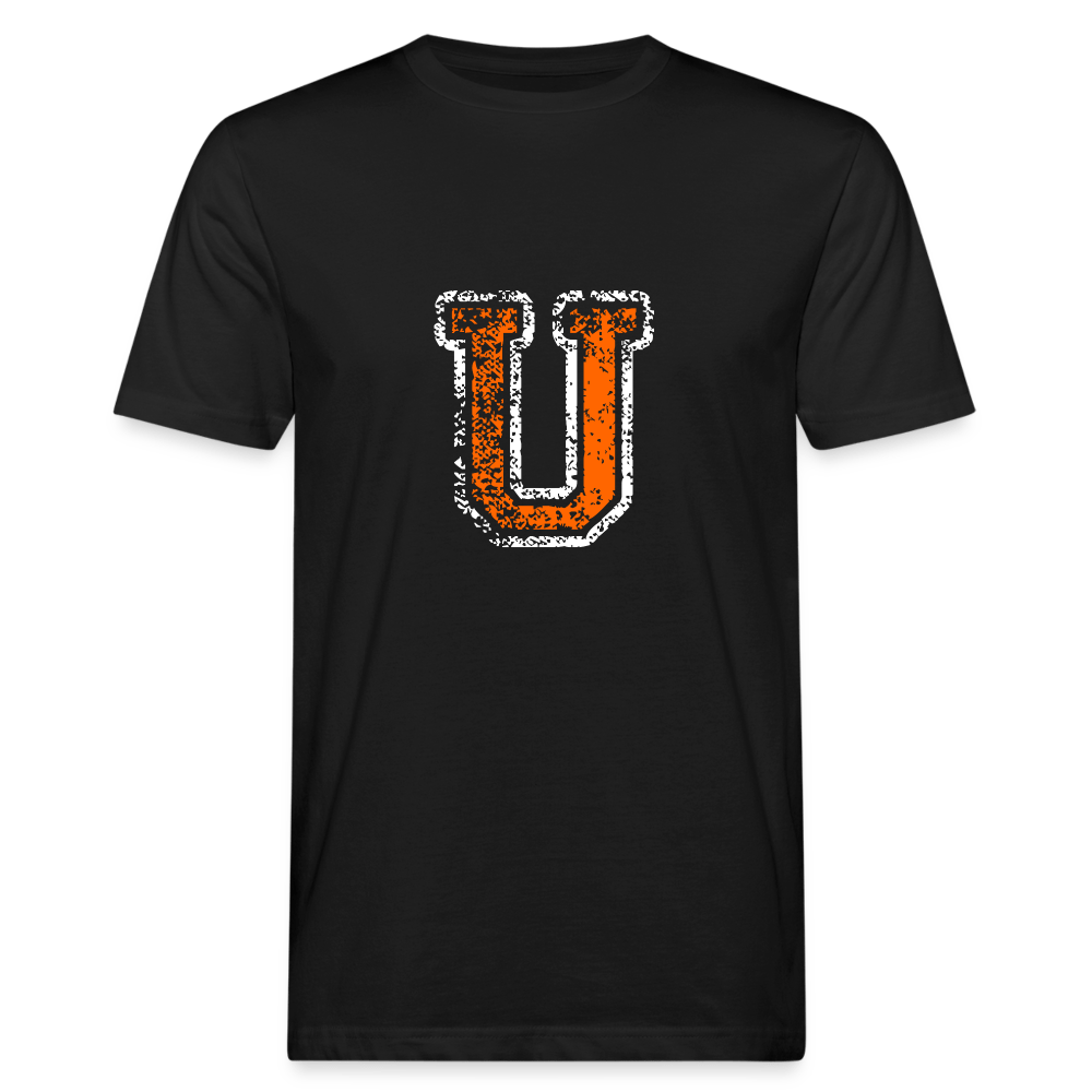 Herren T-Shirt aus Bio-Baumwolle mit U Print im College Stil weiß/orange Men's Organic T-Shirt | Continental Clothing SPOD black M 