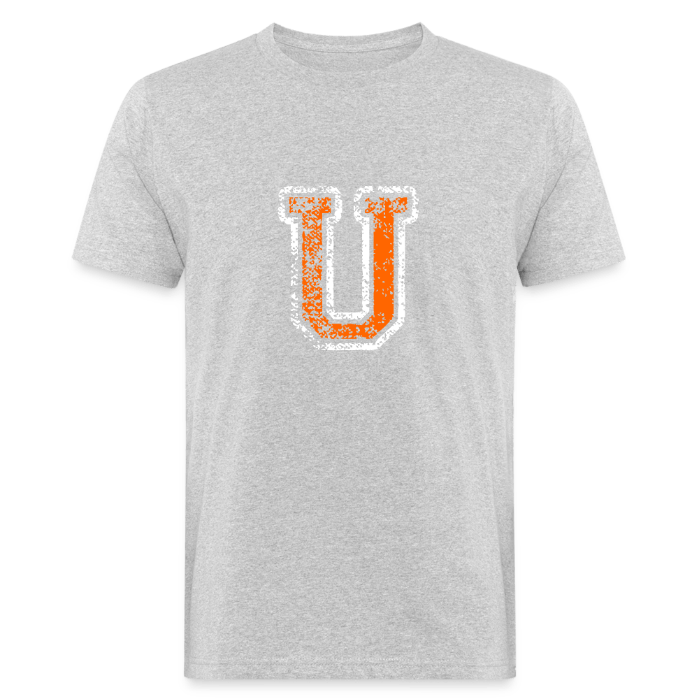 Herren T-Shirt aus Bio-Baumwolle mit U Print im College Stil weiß/orange Men's Organic T-Shirt | Continental Clothing SPOD heather grey M 
