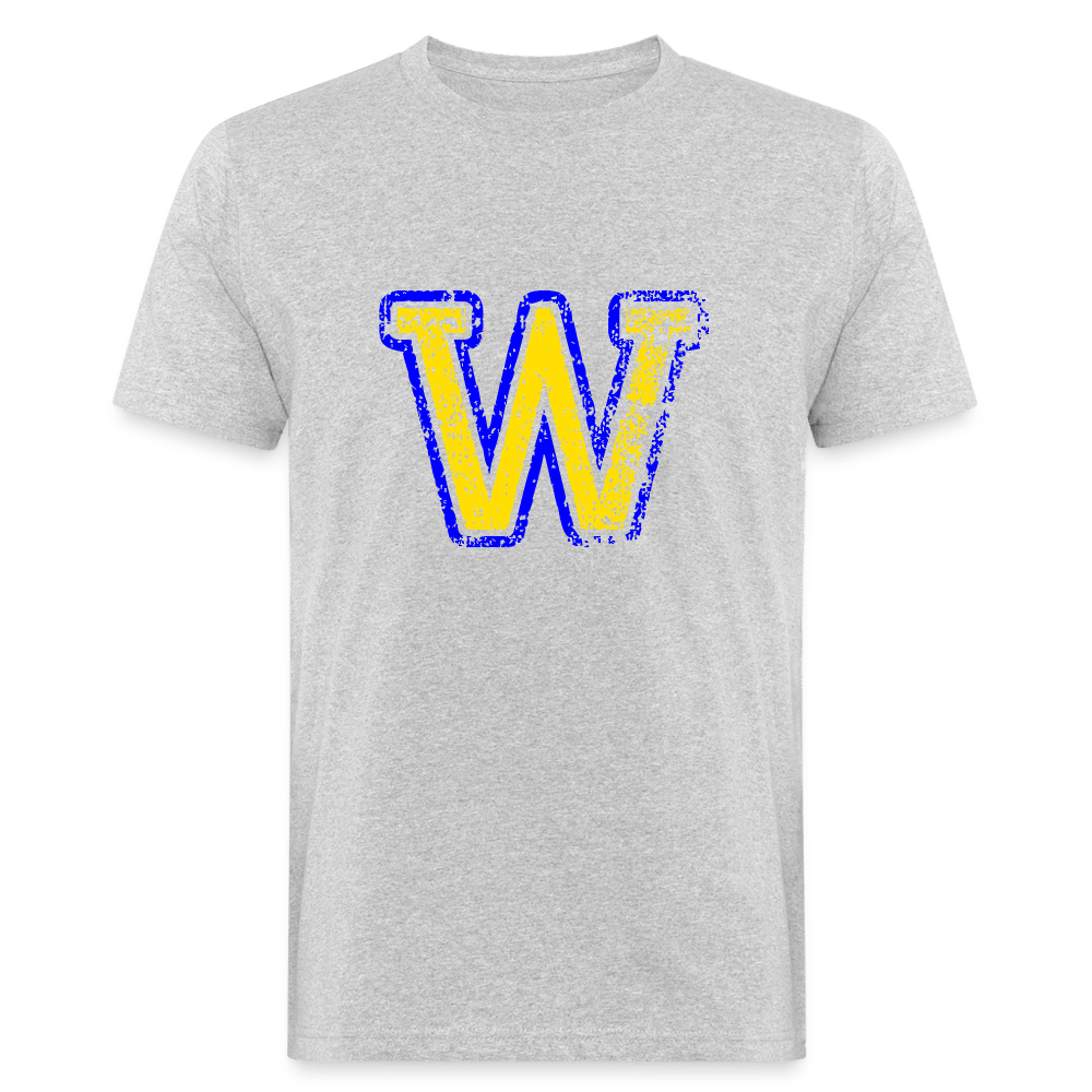 Herren T-Shirt aus Bio-Baumwolle mit W Print im College Stil blau/gelb Men's Organic T-Shirt | Continental Clothing SPOD heather grey M 