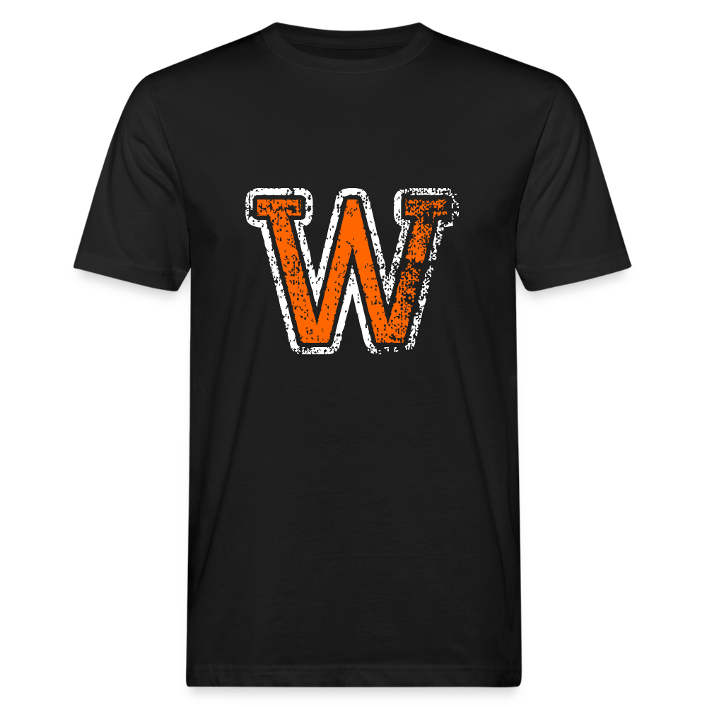 Herren T-Shirt aus Bio-Baumwolle mit W Print im College Stil weiß/orange Men's Organic T-Shirt | Continental Clothing SPOD black M 
