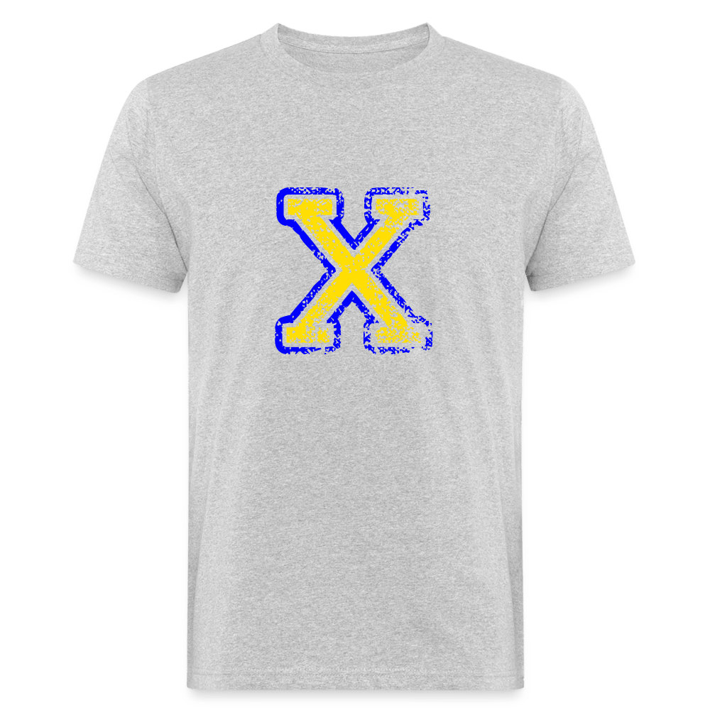 Herren T-Shirt aus Bio-Baumwolle mit X Print im College Stil blau/gelb Men's Organic T-Shirt | Continental Clothing SPOD heather grey M 