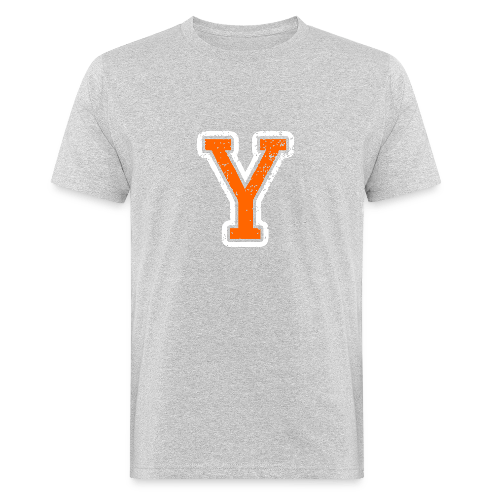 Herren T-Shirt aus Bio-Baumwolle mit Y Print im College Stil weiß/orange Men's Organic T-Shirt | Continental Clothing SPOD heather grey M 