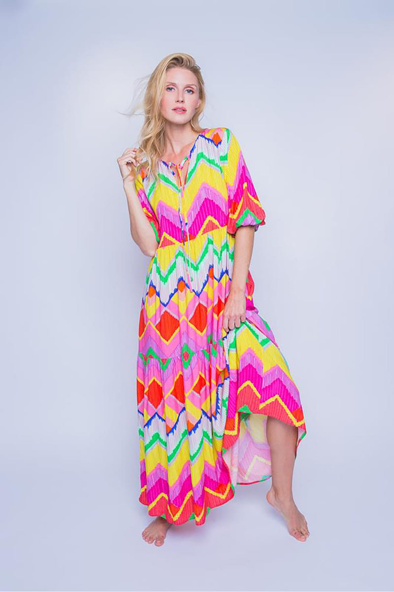 Langes, buntes Sommerkleid mit 3/4 Ärmeln multi Kleid Emily van den Bergh 