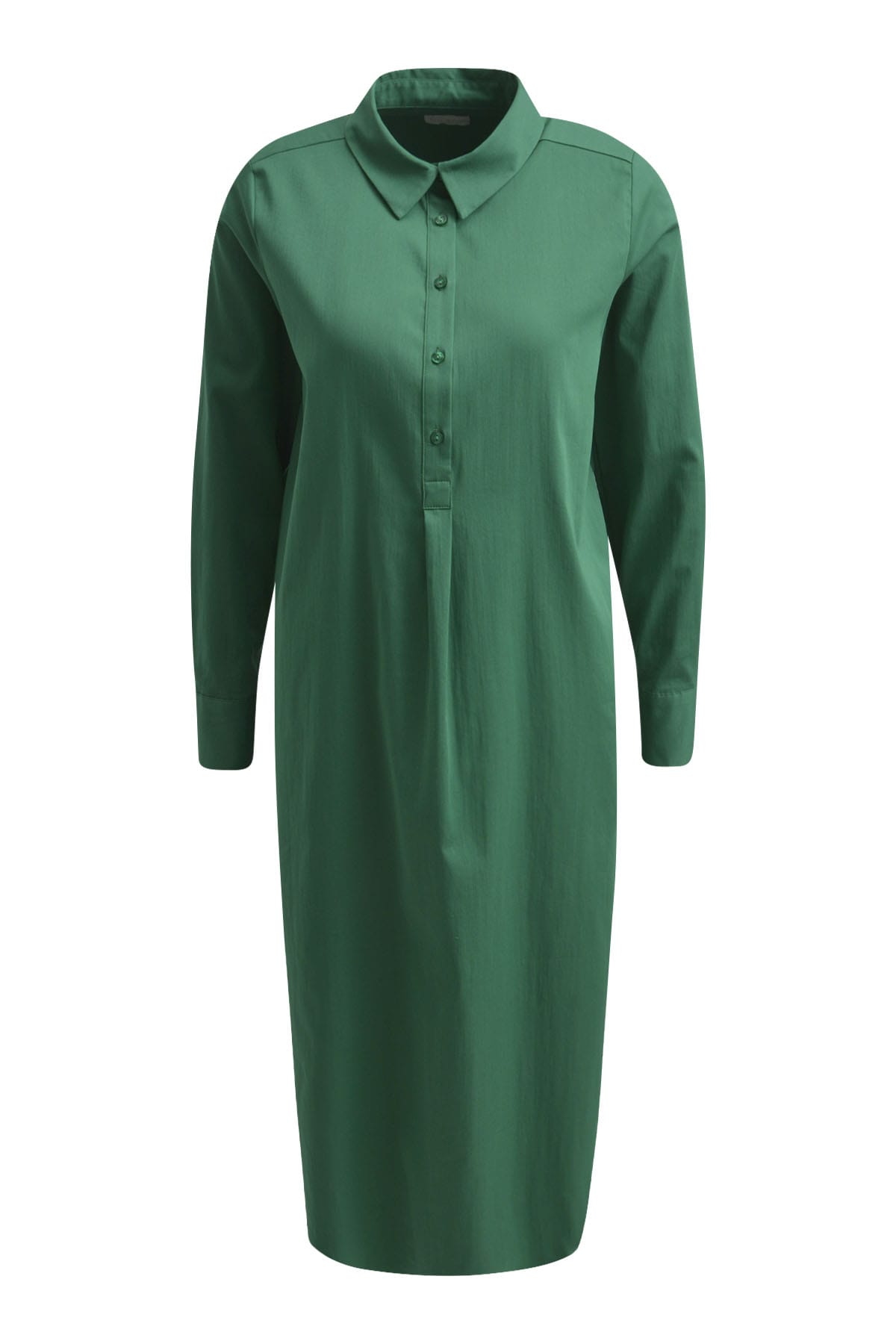 Langes Hemdblusenkleid mit kurzer Knopfleiste mid green Kleider Milano 