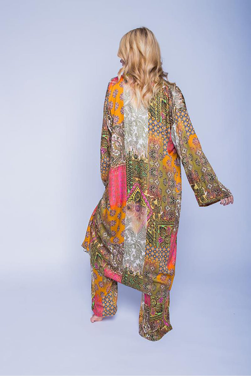 Lässiger, leichter Kimono khaki multi Kimono Emily van den Bergh 