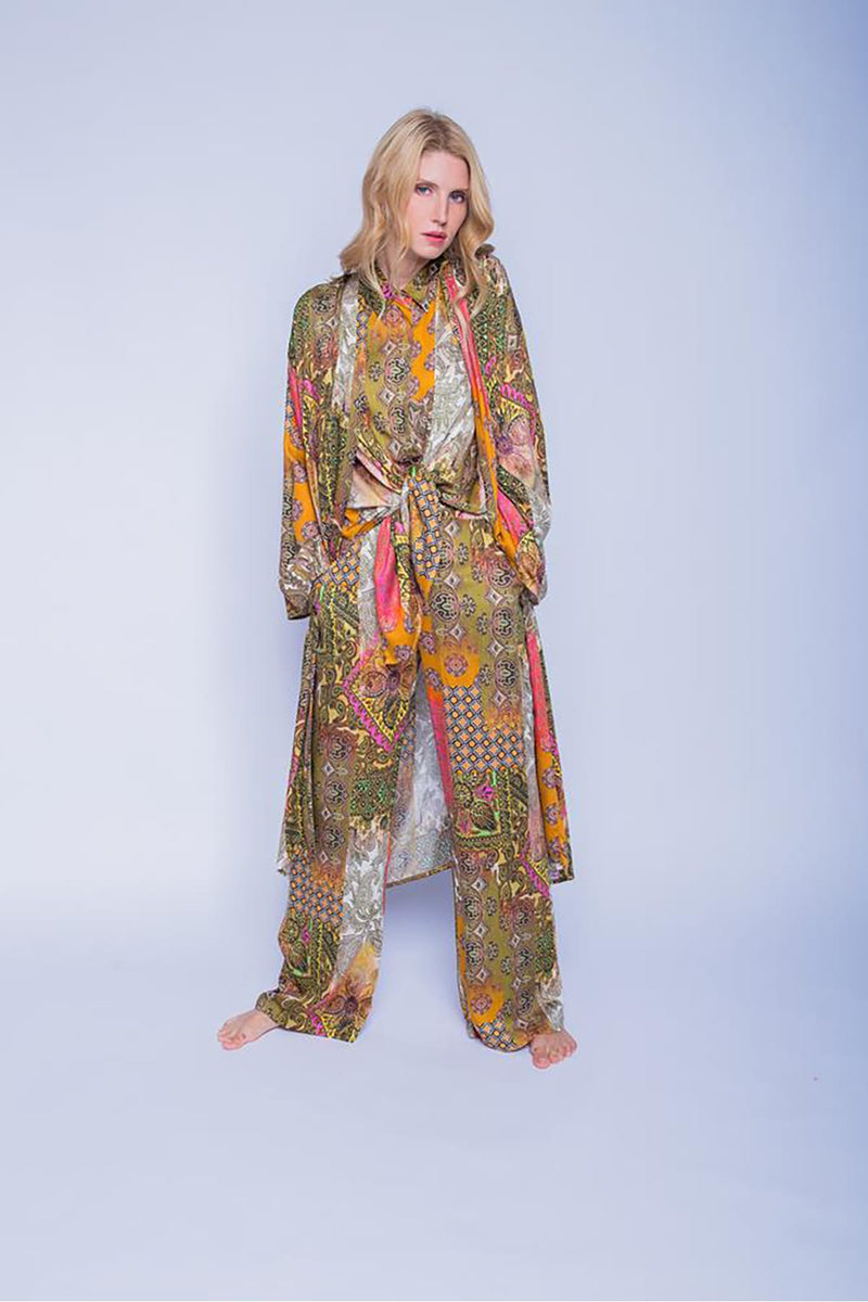 Lässiger, leichter Kimono khaki multi Kimono Emily van den Bergh 