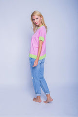 Leichter, kurzärmeliger Pullover mit Colour Block Design candy Pullover Emily van den Bergh 