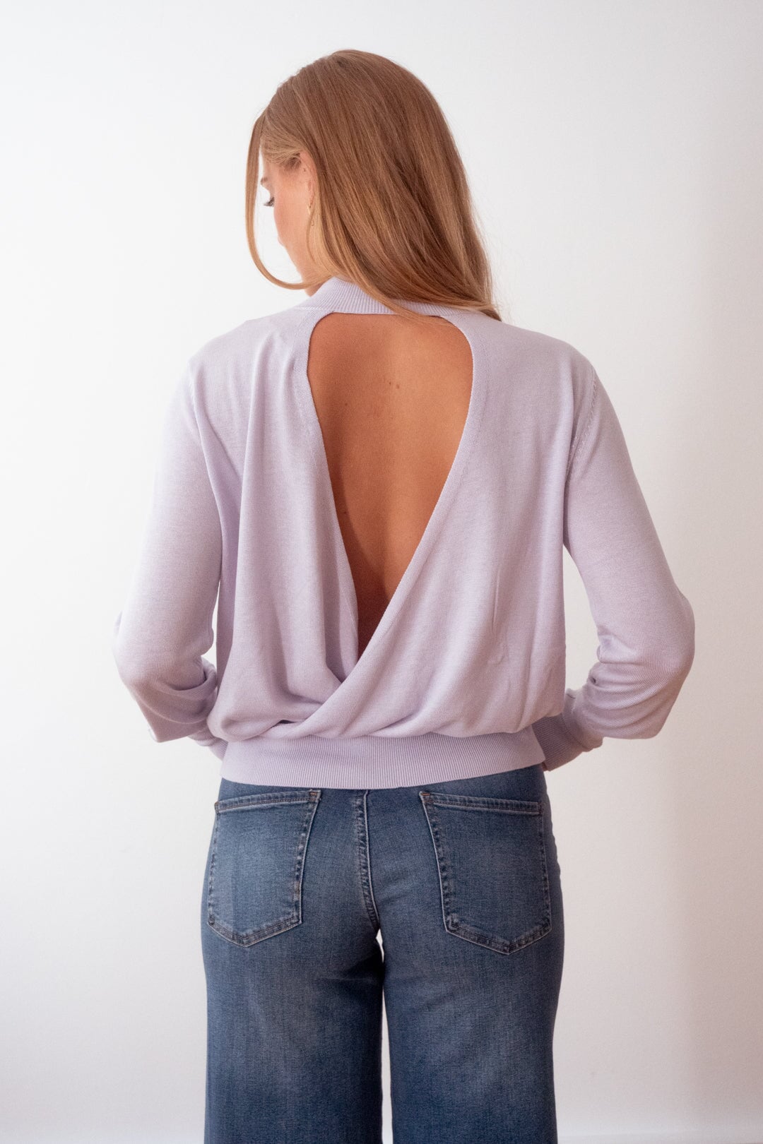 Pullover Sweater with open back Evening Haze Purple Pullover YAYA 