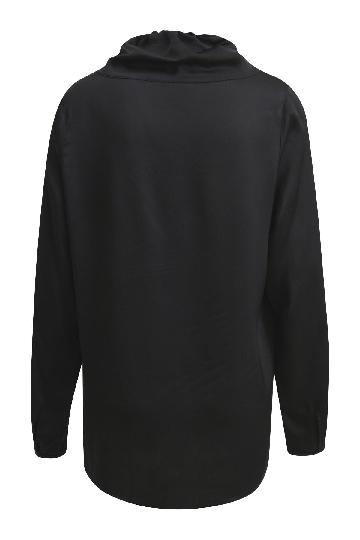 Schwarze Bluse mit hohem Kragen und Kordelzug black Blusen Milano 