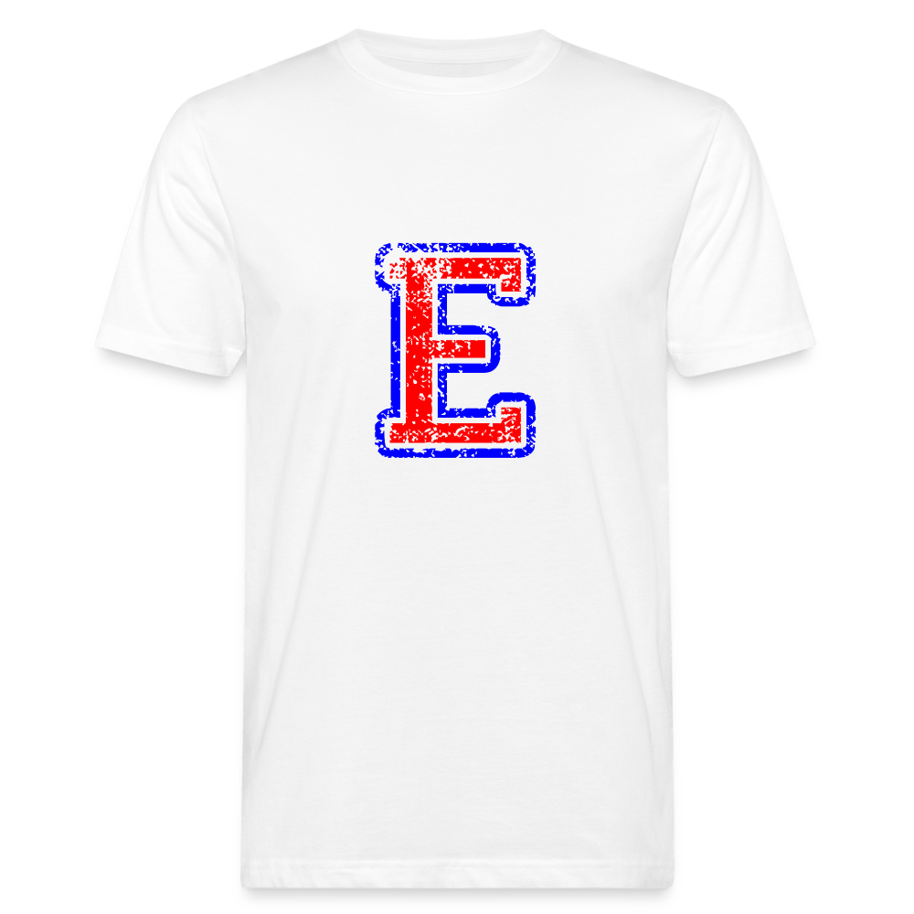 T-Shirt aus Bio-Baumwolle mit E Print im College Stil Men's Organic T-Shirt | Continental Clothing SPOD white M 
