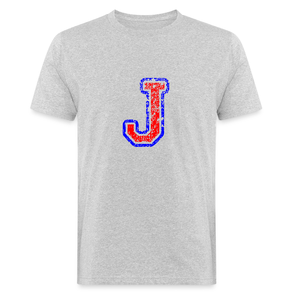 T-Shirt aus Bio-Baumwolle mit J Print im College Stil Men's Organic T-Shirt | Continental Clothing SPOD heather grey M 