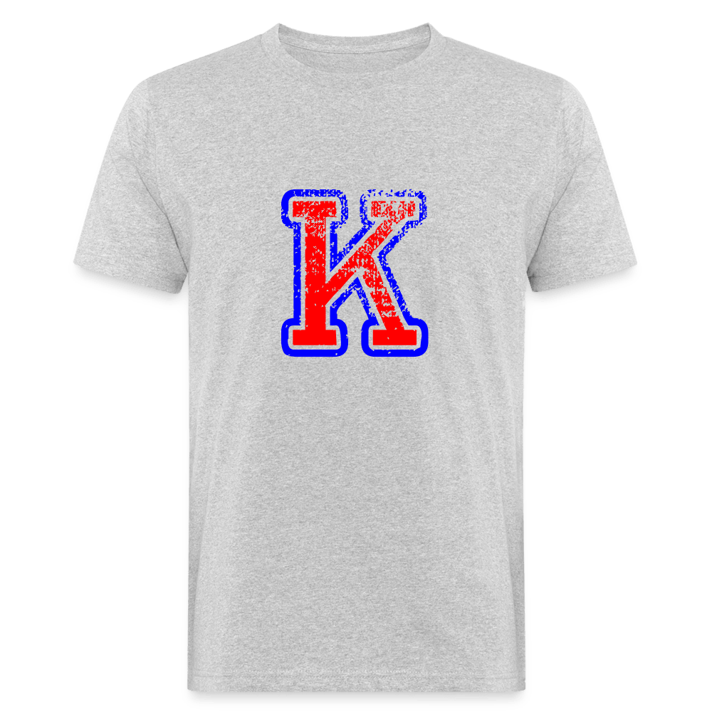 T-Shirt aus Bio-Baumwolle mit K Print im College Stil Men's Organic T-Shirt | Continental Clothing SPOD heather grey M 