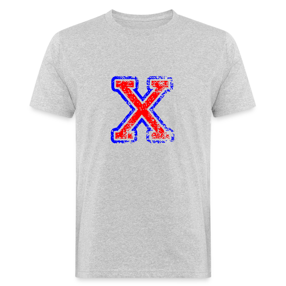 T-Shirt aus Bio-Baumwolle mit X Print im College Stil Men's Organic T-Shirt | Continental Clothing SPOD heather grey M 