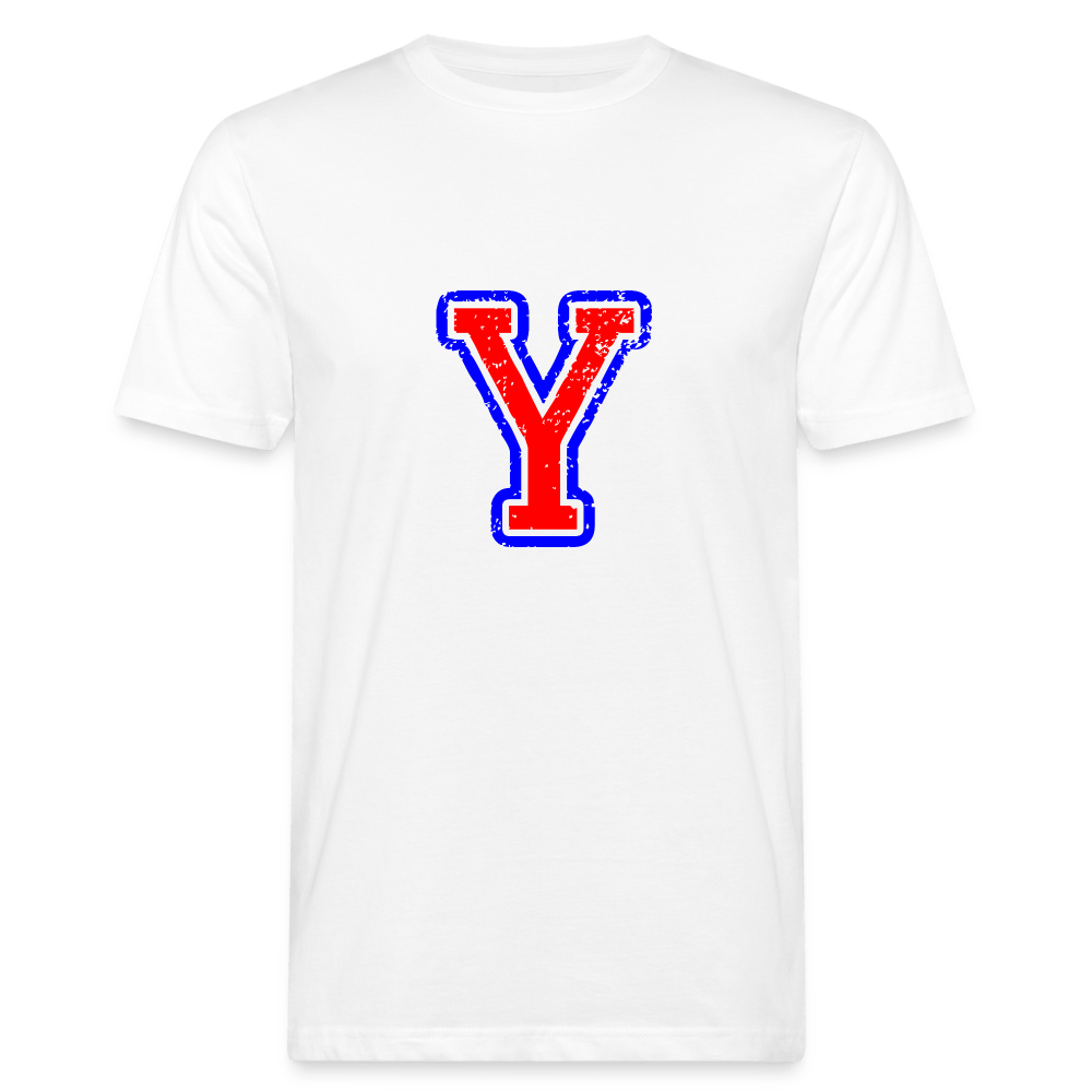 T-Shirt aus Bio-Baumwolle mit Y Print im College Stil Men's Organic T-Shirt | Continental Clothing SPOD white M 